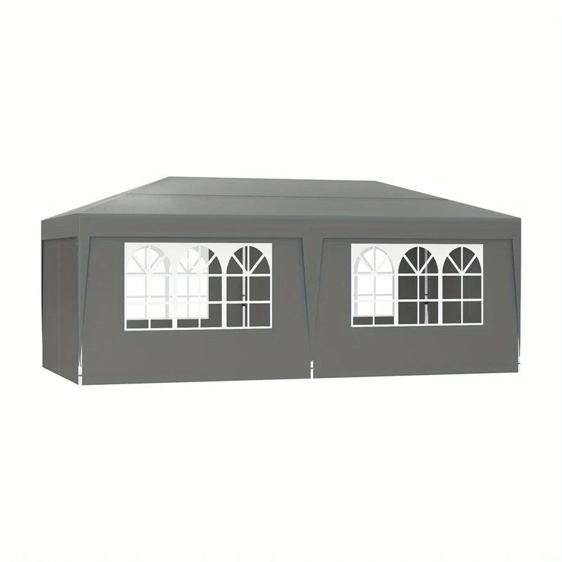 Partytent – Vouwtent – Feesttent – Paviljoen – Tent Met Zijwanden – 3×6 Meter – Verstelbare Hoogte – Zilvergrijs