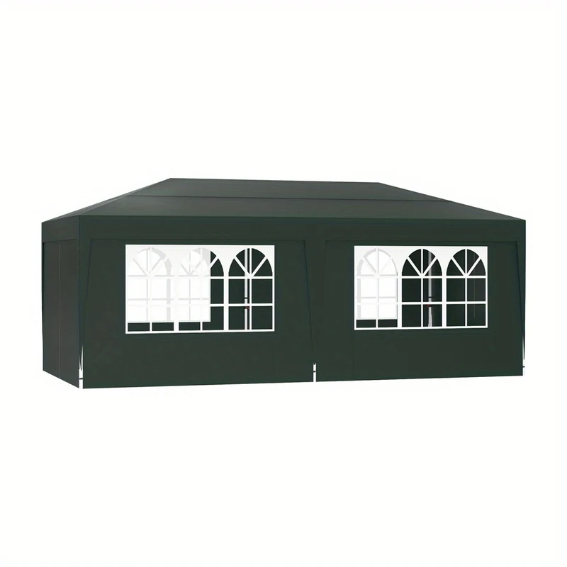 Tuinpaviljoen 3x6 m – Tuinoverkapping – Partytent – Balkonkap – Zonnescherm – Met Zijwanden – Verstelbare Hoogte – Stevig & Compact Opvouwbaar - Groen
