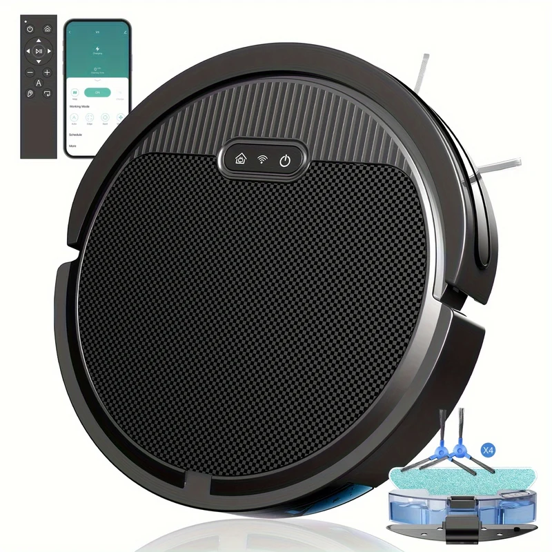 Robotstofzuiger – Robot Cleaner – Robot Veegmachine – Automatische Stofzuiger – Dweilrobot – Zwart – 4500 mAh Batterij – 650 ml Stofreservoir