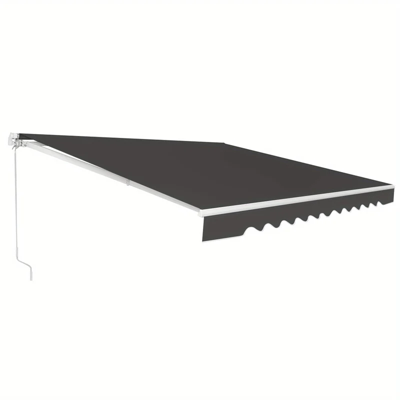 Terraszonwering Uitschuifbare Zonwering Markies Balkonzonwering Veranda Schaduw – Grijs Polyester PU-Coating – Verstelbare Hoek 40°-100° 3x2,5 Meter