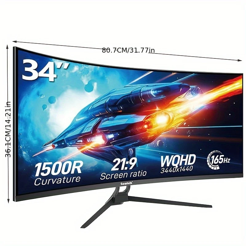 Gaming Monitor – Gaming Scherm – Curved Monitor – Ultrabreed Scherm – QHD Display – 34 Inch – 1500R Curved VA Paneel – 3440x1440 Resolutie – 165Hz Refresh Rate – GF340C Zwart