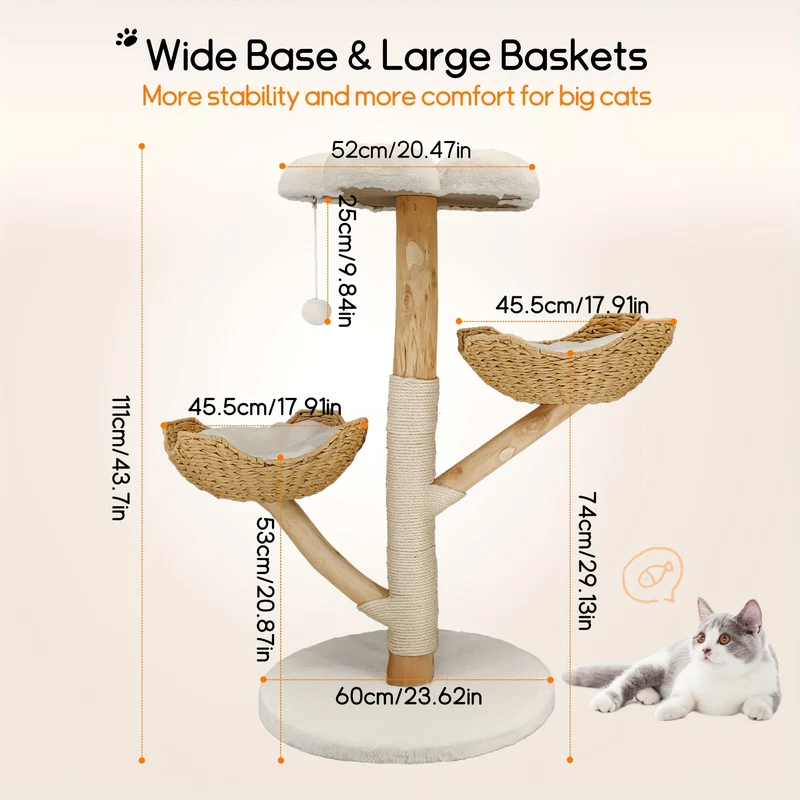 Kattenboom – Krabpaal – Kattenmeubel – Kattenhuis – Kattenkrabpaal – 11 cm Hoog – Stevig En Kantelvrij