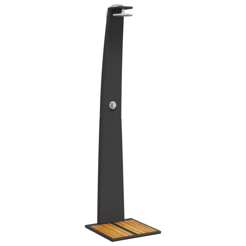 Buitendouche – Tuindouche – Campingdouche – Solar Douche – Zonnedouche – PE Rattan – Houten Acaciahouten Bodem – Beige