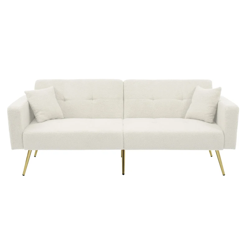 Sofa Bed – Bankbed – Slaapbank – Bedbank – Verstelbare Rugleuning – Velours Bekleding – Houten Frame