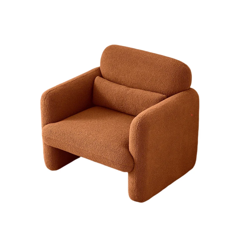 Fauteuil – Lounge Stoel – Zetel – Leesstoel – Scandinavisch Design – Lamsvacht Stoffering – Houten Frame