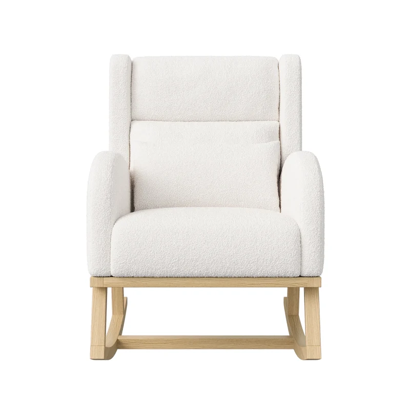 Schommelstoel – Relaxstoel – Comfortstoel – Zithoekstoel – Velvet Bekleding – Ergonomisch Design – Met Lendenkussen