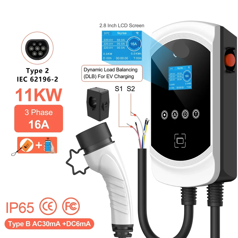 Laadpaal Elektrische Auto – Oplaadstation – Thuislader – EV Charger – 11kW - 16A - 3 phase - Type 2 – Dynamic Load Balancing – Waterdicht IP65