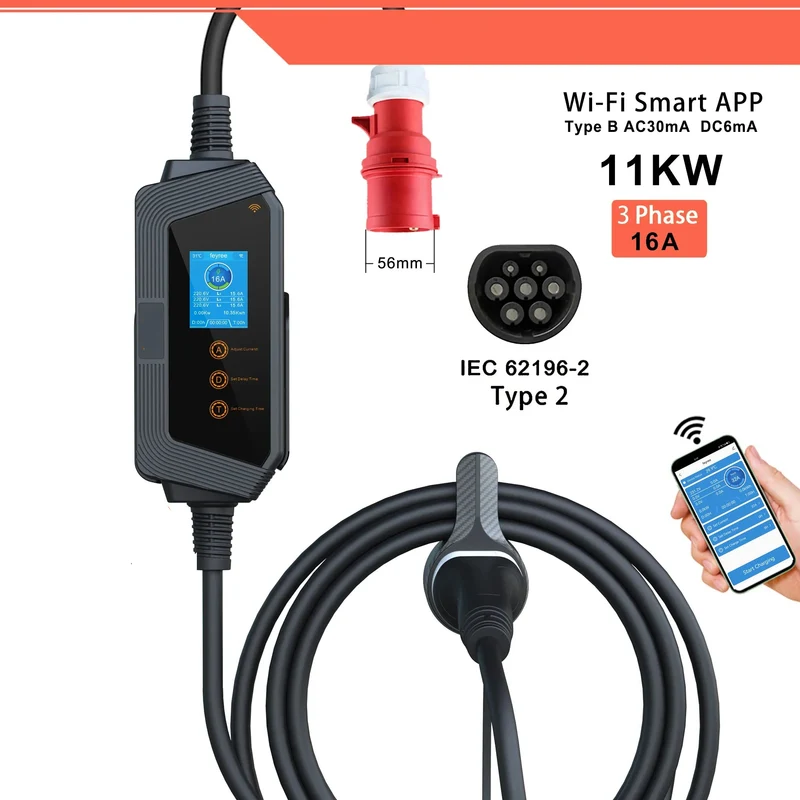Elektrische Auto Oplaadstation – Snellader – Laadpunt – Oplaadpaal – Thuislader – 11 kW Vermogen – Geen Adaptor - IP66 Waterdicht