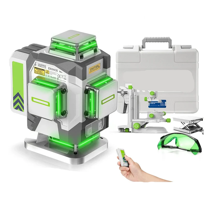 Laser Waterpas – Kruislijnlaser – Bouwlaser – Zelfnivellerend – 4D Lijnen – Green Laser – 8000mAh Accu