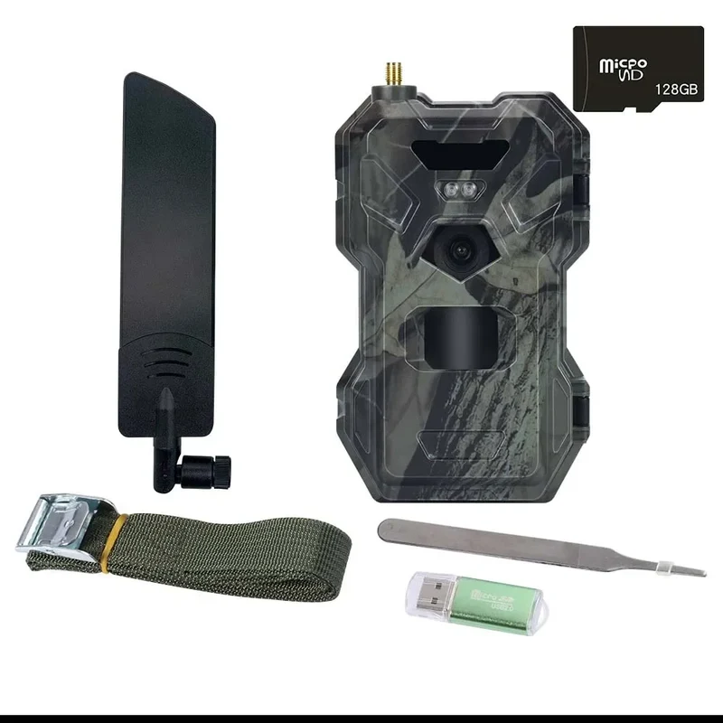 4G Wildcamera – Jachtcamera – Trailcamera – Natuurbewakingscamera – Beveiligingscamera – 30MP Foto’s – 2K Video & Nachtzicht - met 128GB