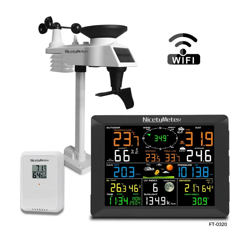 Weerstation – Weermeter – Hygrometer – Thermometer – Luchtvochtigheidsmeter – Groot 10 Inch Display – Draadloos Met Buitensensor En Solar-ondersteuning