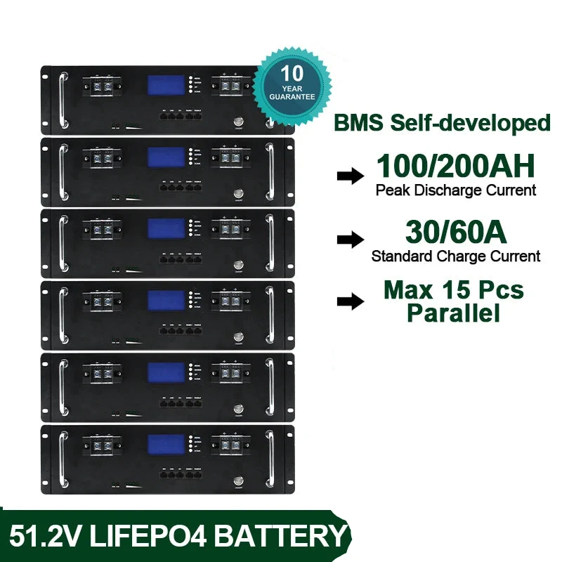 51.2V 100Ah LiFePO4 Thuisbatterij – Zonne-energie Opslag – Lithium-ijzerfosfaat Accu – Solar Batterij – Home Battery – 6000+ Levenscycli – RS485 CAN Communicatie