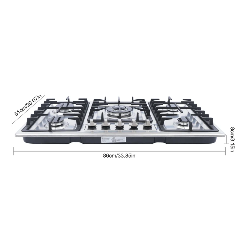 Gaskookplaat – Inbouw Kookplaat – Gasfornuis – 4-Pits – Roestvrij Staal – 3.0 kW High-Power – Elektrische Ontsteking