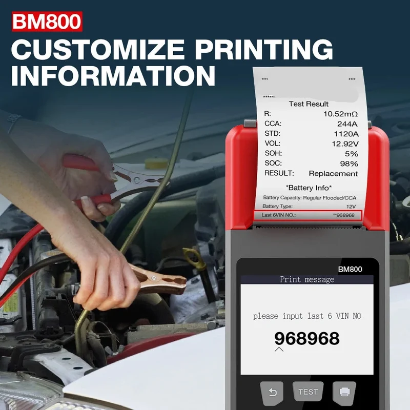 Professionele Auto Accutester – Batterijtester – Accu Analyzer – Laadsysteem Tester – Startvermogen Checker – Direct Printen – Kleurenscherm