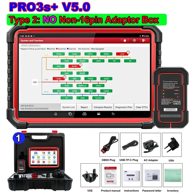 X431 PRO3S+ V5.0 Autodiagnose Tool – OBD2 Scanner – Auto Diagnoseapparaat – ECU Programmeur – Key Programmer – 10,1 Inch Touchscreen – 2 Jaar Gratis Updates