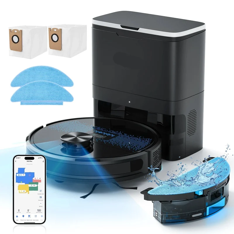 Robotstofzuiger SL60 Plus – Robotstofzuiger Met Dweilfunctie – Automatische Stofzuiger – Robot Cleaner – Robot Stofzuiger Voor Huisdieren – 60 Dagen Handsfree Leegmaken – 4500Pa Zuigkracht