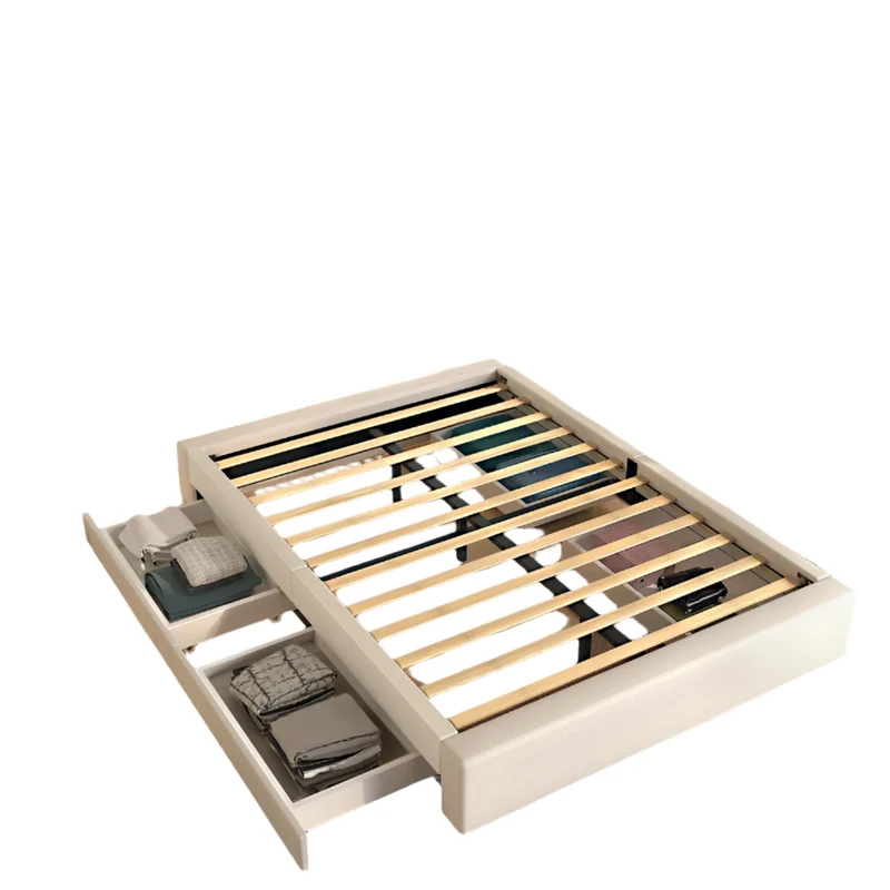 Bedframe – Bed – Platformbed – Tweepersoonsbed – Opbergbed – 210x150 cm – Linnen Bekleding Met Metalen Frame