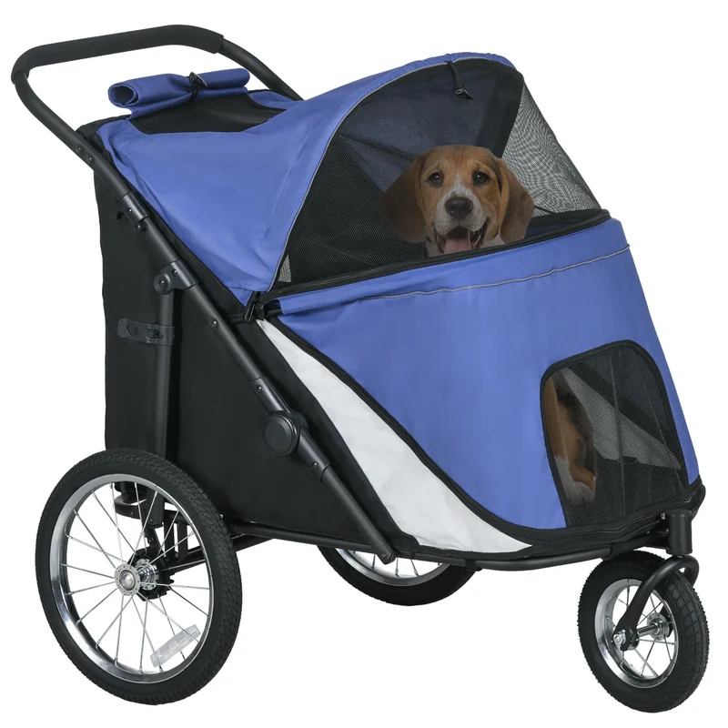 Hondenbuggy – Hondenwagen – Huisdierenwagen – Opvouwbare Buggy – Duwwagen – Ruim Design – Stalen Frame