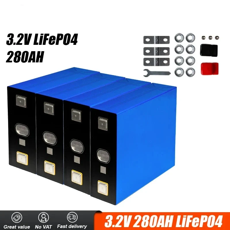 LiFePO4 Accu – Lithium Batterij – Energieopslag – Duurzame Accu – Camper Accu – 280Ah Capaciteit – Aluminium Behuizing