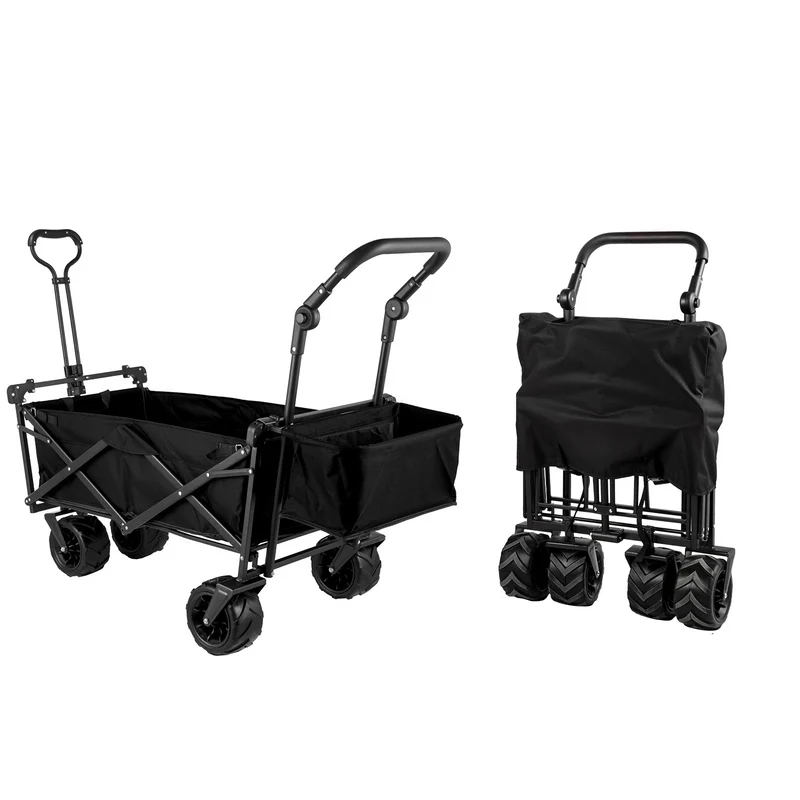 Bolderwagen – Bolderkar – Opvouwbare Wagen – Transportwagen – Tuinkar – 100 Kg Laadvermogen – 600D Oxford Polyester - Zwart