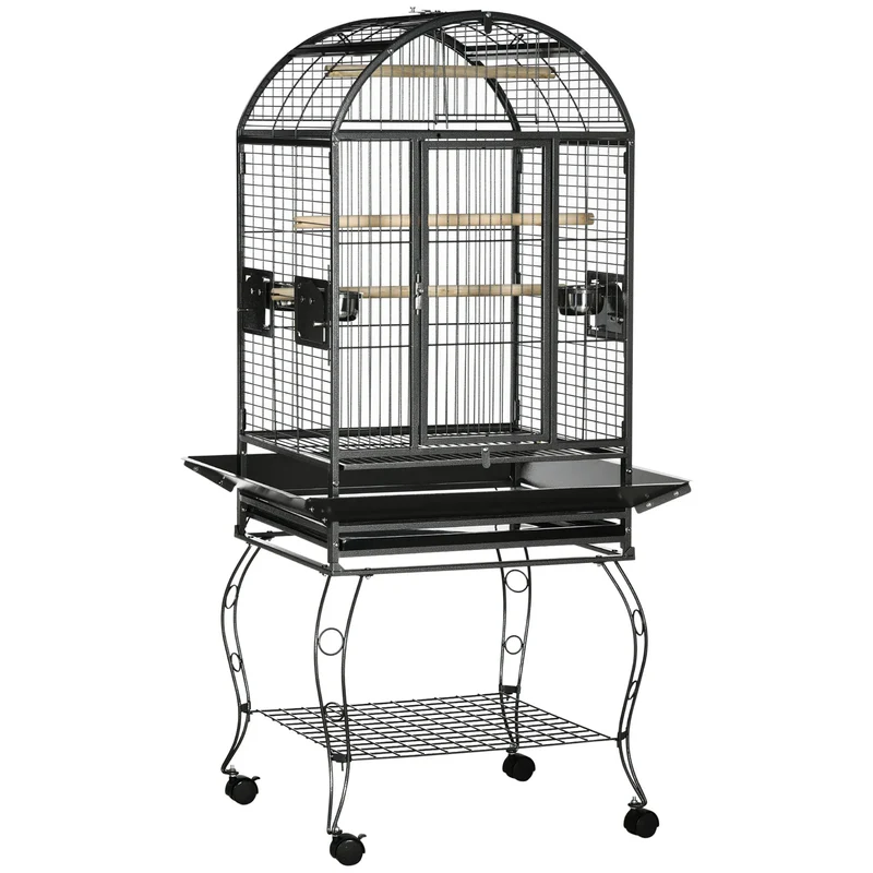 Vogelkooi – Papegaaienkooi – Parkietenkooi – Valkparkietenkooi – Kanariekooi – Ruime Afmetingen 156,5 cm Hoog – Gegalvaniseerd Staal Met Wieltjes
