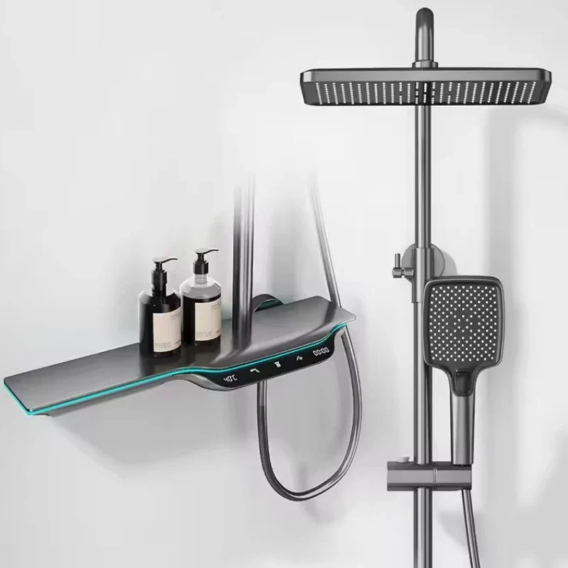 Doucheset – Regendouche – Handdouche – Badkraan – Bidetdouche – Temperatuurregeling Met Meter – Zelfreinigende Siliconen Douchekop