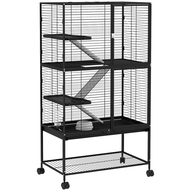 Dierenkooi voor Kleine Huisdieren – Fretkooi – Chinchillakooi – Kooi met Meerdere Niveaus – Kleine Dieren Kooi – Ruim Ontwerp 78x45,5x136 cm – Stevige Stalen Constructie