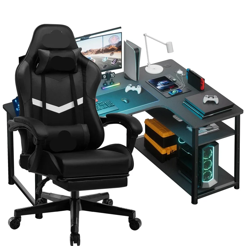 Gamestoel – Gaming Chair – Bureaustoel – Racing Stoel – Game Stoel – Verstelbare Hoogte – 360° Draaibaar Met Zwenkwielen