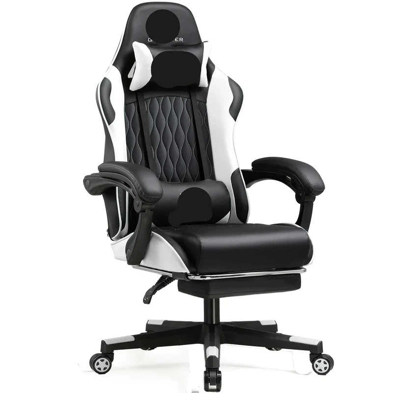 Gamingstoel – Gamestoel – Bureaustoel – Gaming Chair – Racestoel – Ergonomisch Ontwerp – Verstelbare Rugleuning & Voetsteun
