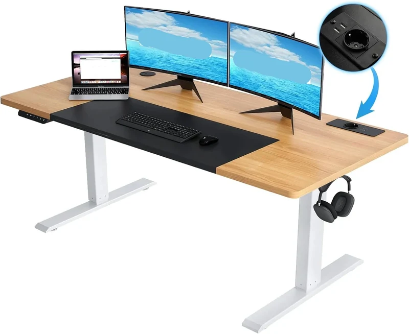 Verstelbaar Bureau – Zit Sta Bureau – Elektrisch Bureau – Hoogte-instelbaar Bureau – Bureau met USB – Ruim Werkblad 160x70 cm – Stabiel Stalen Frame
