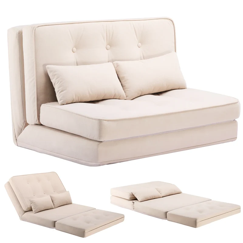 Sofa Bed – Slaapbank – Bedbank – Verstelbare Bank – Compacte Bank – 6 Verstelbare Rugleuning – Ademend Linnen Stof