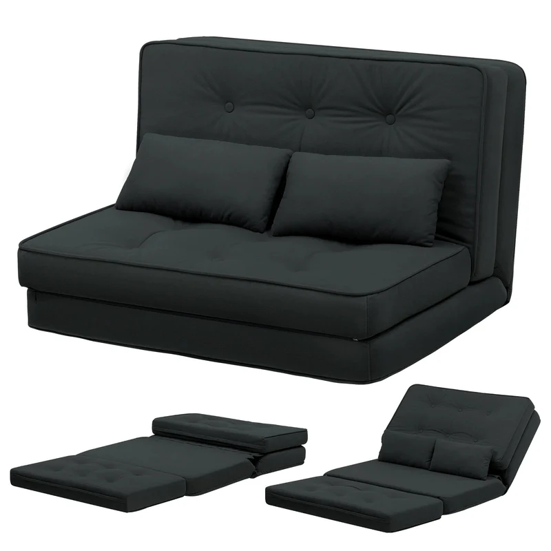 Slaapbank – Bedbank – Sofa Bed – Logeerbed – Zetelbed – 2-Persoons – 6-Standen Verstelbare Rugleuning – Ademend Linnen Materiaal