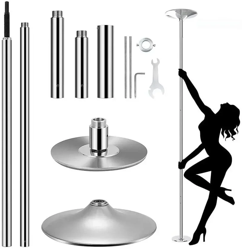 Paaldanspaal – Pole Dance Paal – Danspaal – Fitnesspaal – Spinpaal – Verstelbare Hoogte 2,35-2,74 m – Roestvrij Staal 45 mm