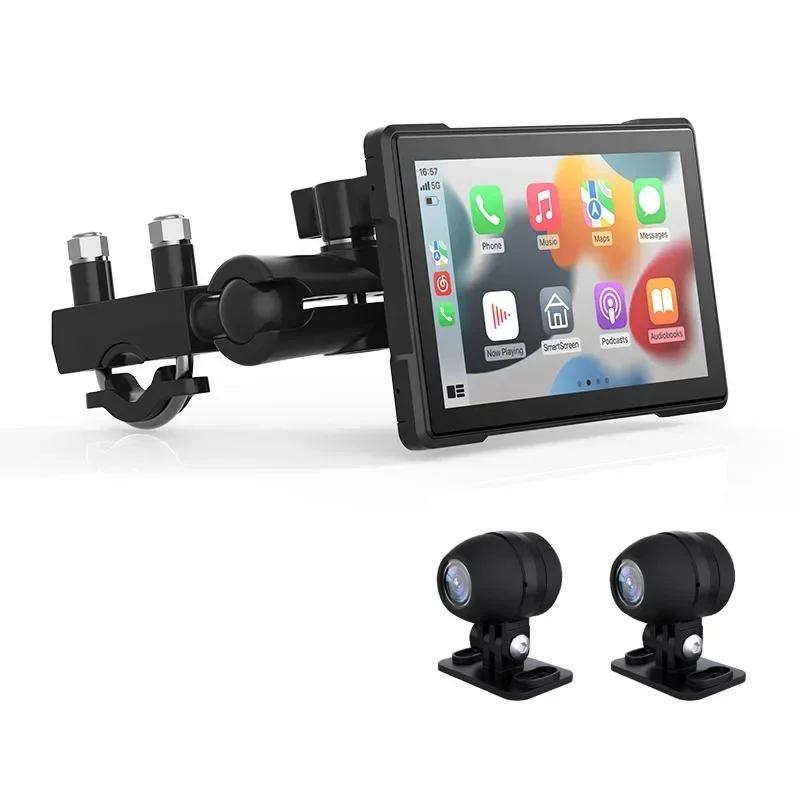 Motor GPS Navigator – Motor Navigatiesysteem – Motor Fiets GPS – Motor GPS Tracker – Motor Camera – 5 Inch Scherm – Dubbele 1080P Camera’s Voor En Achter