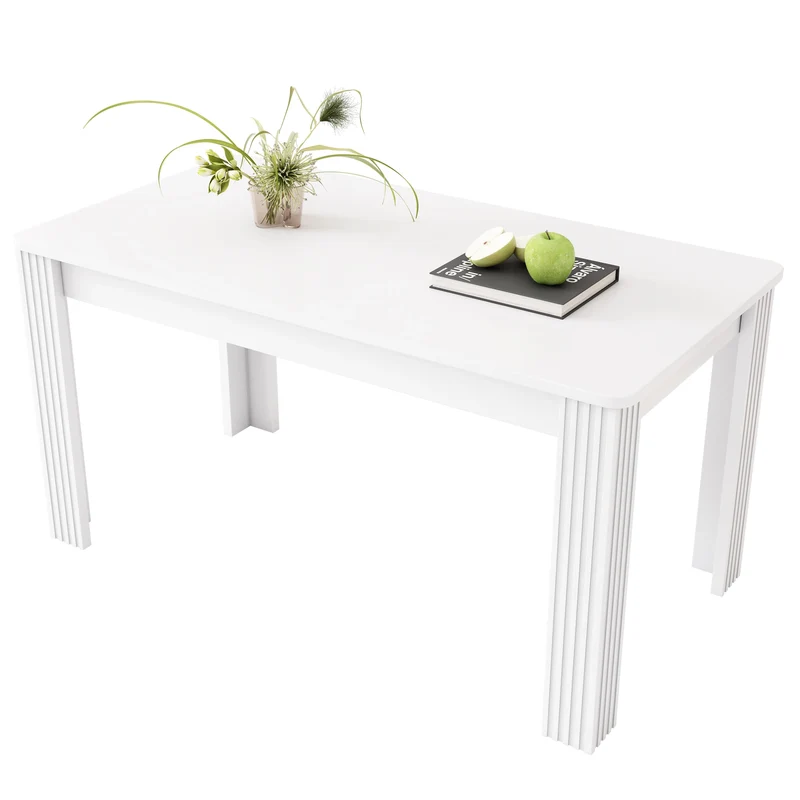 Eettafel – Tafel – Keukentafel – Eetkamertafel – Meubel – Wit Blad – Ruim Tafelblad 120-160 cm – Stevige Dikke Poten