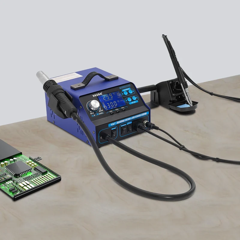 Soldeerstation – Soldeerbout – Rework Station – Heteluchtpistool – Solderen – 780W Vermogen – Instelbare Temperatuur 100-480°C