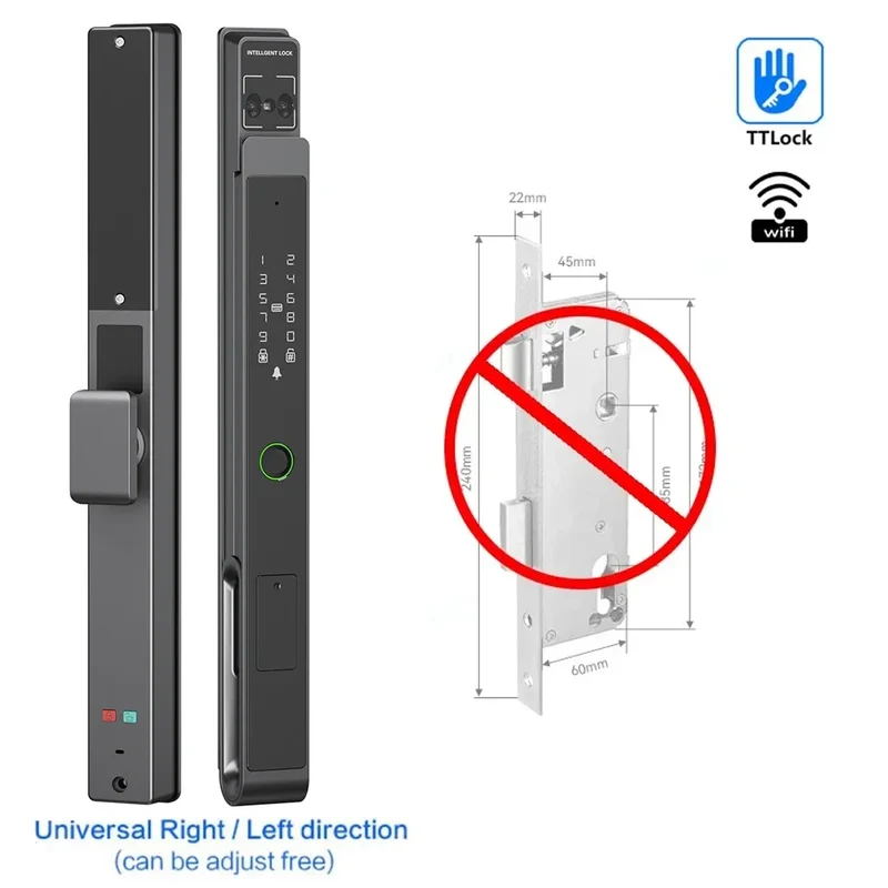 Slimme Deurslot – Elektronisch Slot – Biometrisch Slot – Veiligheidsslot – Smart Lock – 11 Ingangsmethoden – 3D Gezichtsherkenning & Video-Intercom - Geen Insteek