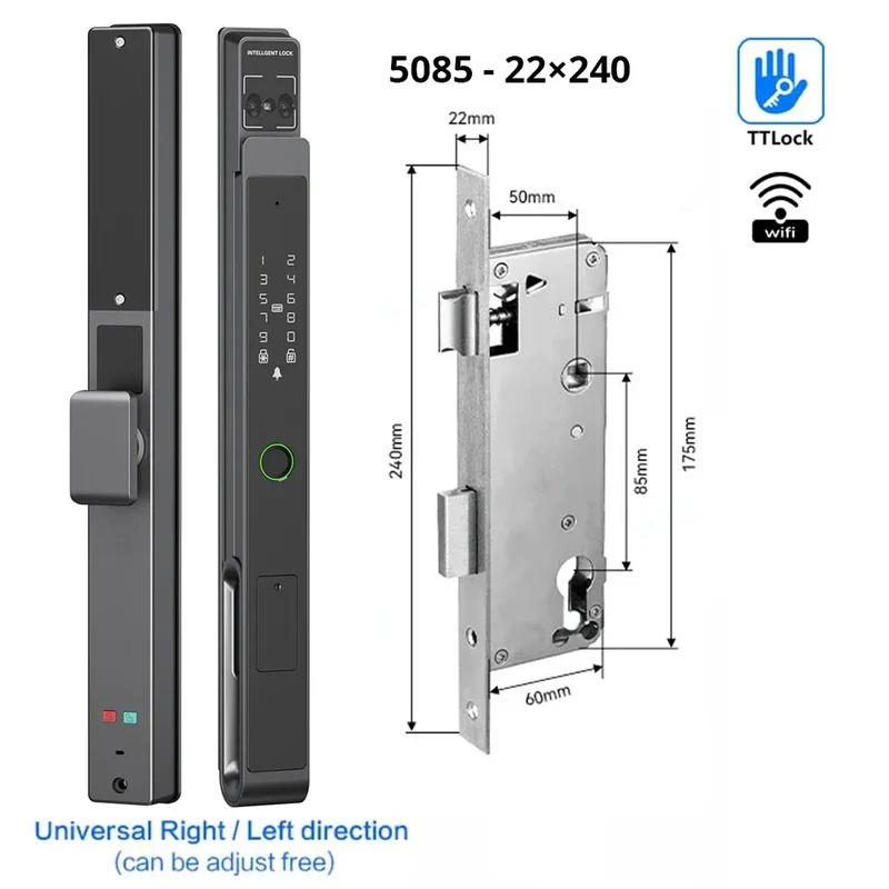 Slimme Deurslot – Elektronisch Slot – Toegangssysteem – Digitale Deurslot – Veiligheidsslot – 11 Ingangsmethoden – Weerbestendig IP66 - 5085 - 22X240