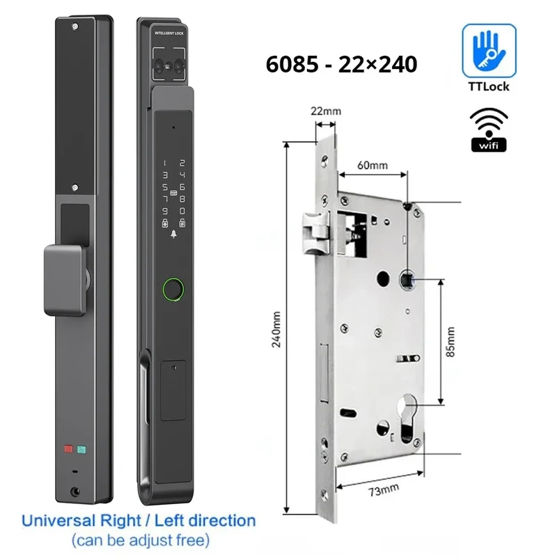 Slimme Deurslot – Elektronisch Slot – Toegangssysteem – Smart Lock – Digitale Deurslot – 11 Manieren Ontgrendelen – Weerbestendig IP66 - 6085 - 22X240