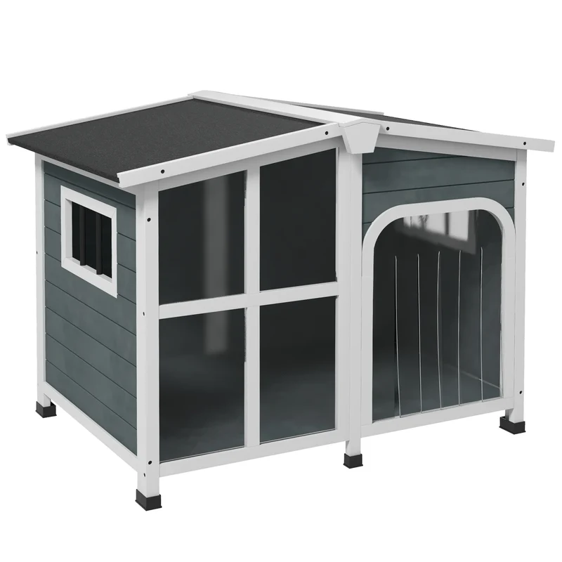 Hondenhok – Hondenhuisje – Buitenhok – Dierenhok – Hondenkennel – Weerbestendig Hout – Inclusief Transparant Raam