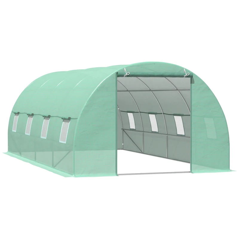 Tunnelkas – Serre – Kas – Groentetunnel – Plantenkas – UV-bestendig PE-hoezen – Verzinkt Stalen Frame – 600x300x200 cm Groot - Groen