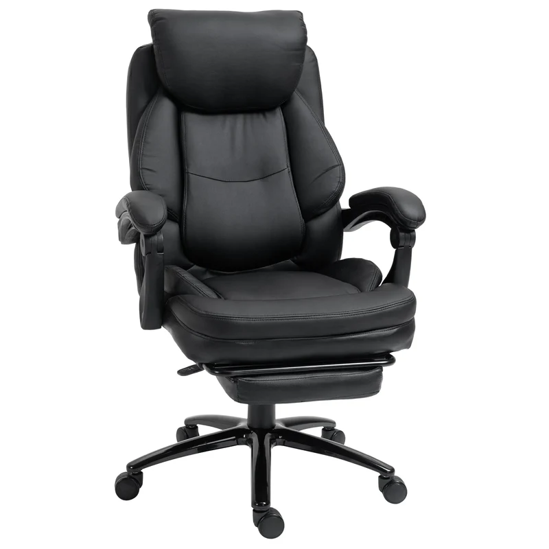 Bureaustoel – Ergonomische Stoel – Office Chair – Draaistoel – Gamingstoel – Verstelbare Zithoogte – Kantelbare Rugleuning Met Voetensteun - Zwart
