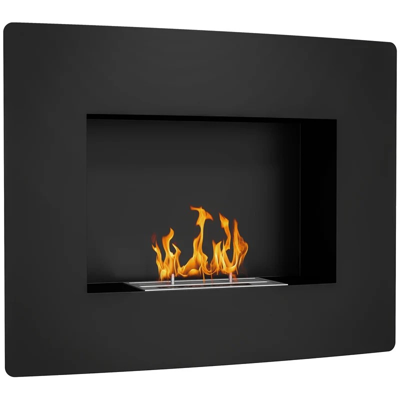 Bioethanol Haard – Wandhaard – Vuurhaard – Sfeerverwarming – Bio Ethanol Vuur – Rookvrij En Geurloos – 66x16x52 cm – RVS Hittebestendig