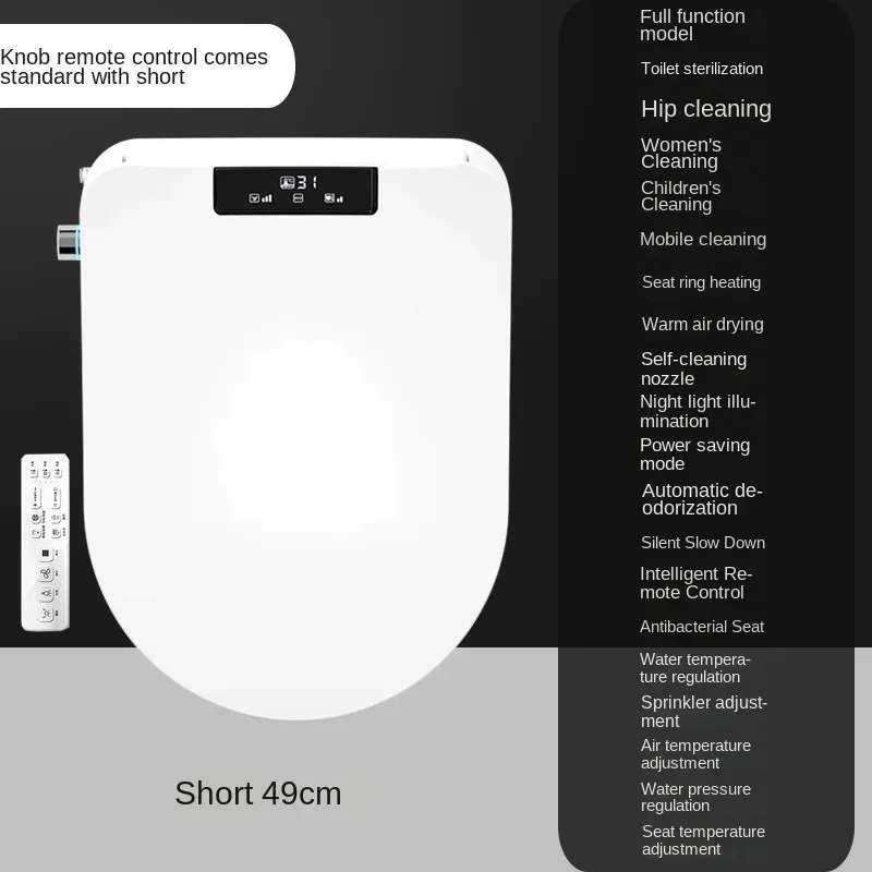 Elektronische Bidet Toiletbril – Bidet Bril – Hygiënische Toiletbril – WC Bril Met Douchefunctie – Bidet Seat – Afstandsbediening – Zittingverwarming - 49cm - Standaarduitvoering - U-vormig - 220V-230V