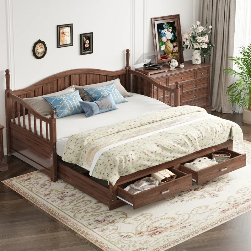 Bedbank – Slaapbank – Bankbed – Uitklapbed – Logeerbed – Massief Grenenhout – Uitschuifbaar 180x190 cm