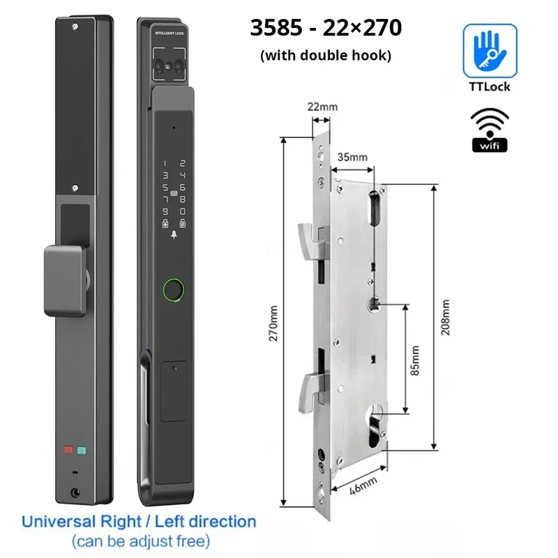 Slimme Deurslot – Elektronisch Slot – Biometrisch Slot – Access Slot – Smart Lock – 11 Ingangsmethoden – Weerbestendig Aluminium IP66 - 3585 - Glijden - 22x270