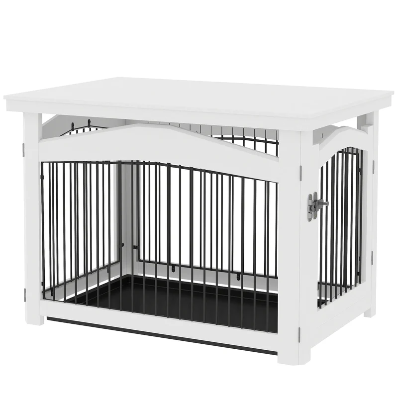3-in-1 Multifunctioneel Hondenbench – Hondenkooi – Bench – Transportbench – Reisbench – MDF & Staal – Voor Middelgrote Honden Tot 20 Kg - 82.5 x 57.5 x 59.5 cm - Wit
