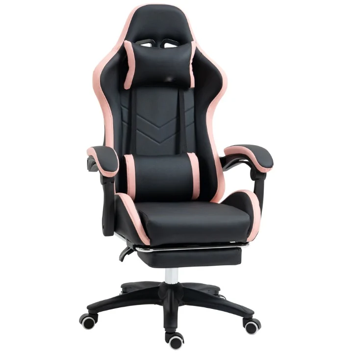 Gamingstoel – Gamestoel – Bureaustoel – Gaming Chair – Game Stoel – Verstelbare Rugleuning 135° – Uittrekbare Voetensteun - Zwart