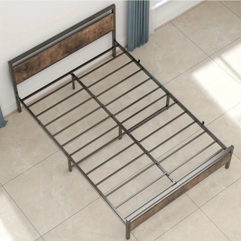 Tweepersoonsbed – Bedframe – Metalen Bed – Slaapbed – Logeerbed – 140x200 cm – Stevig Stalen Frame – MDF Hoofdeinde