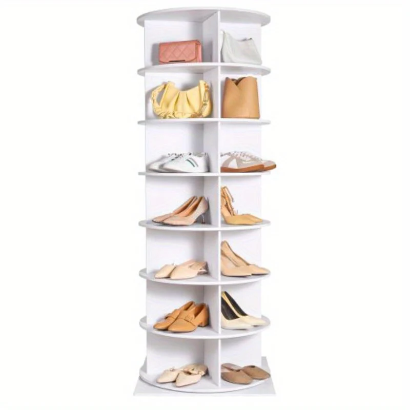 Schoenenrek – Schoenenkast – Schoenenopberger – Schoenentoren – Schoenhouder – 7 Lagen – 360° Draaibaar – Houten Zwart Design